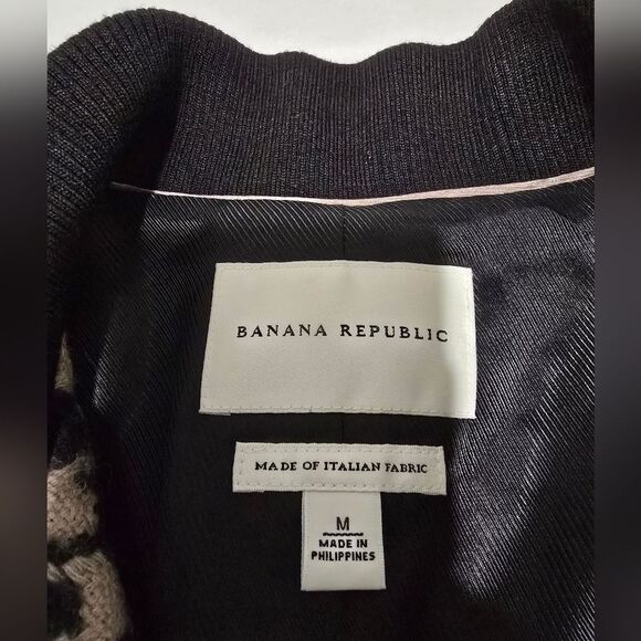 Banana Republic Houndstooth Wool Jacket Size Medium In Cream And Black - Picture 8 of 11